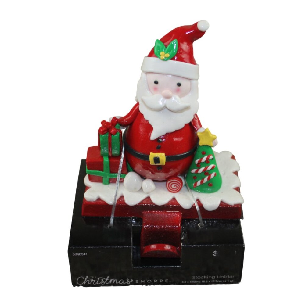 The Christmas Shoppe Santa Claus Stocking Holder Hanger Hobby Lobby Clay NEW